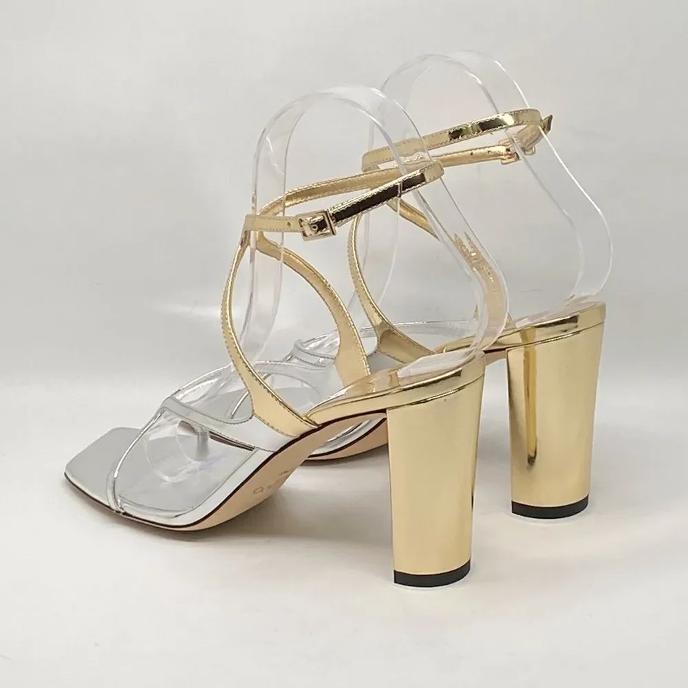 Jimmy Choo Azie 85MM Metallic Leather Sandals size 37